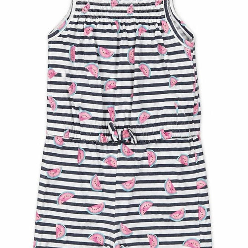 Primark Baby White Striped Cotton Coverall One-Piece Size 9-12 Months