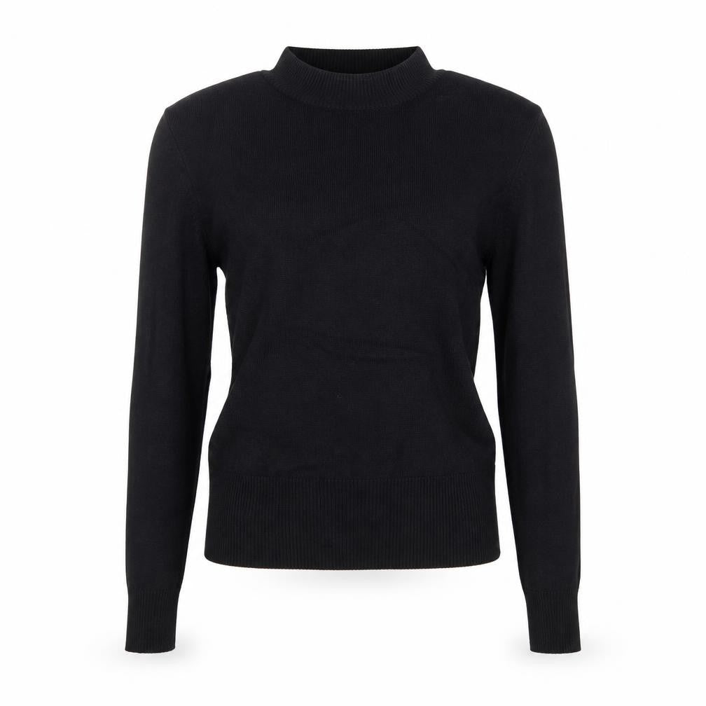 Front view of New Look women’s black viscose basic t-shirt, size UK 8, round neck