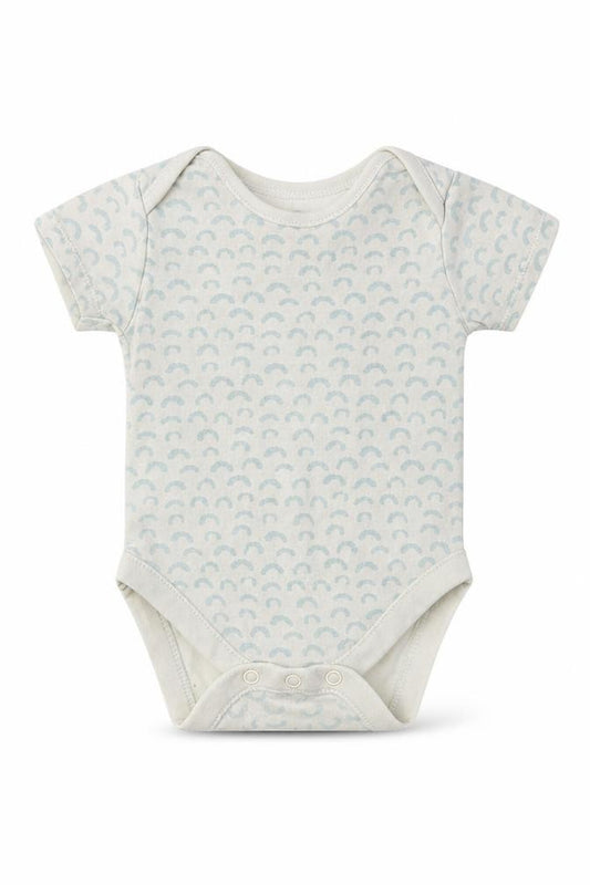 Front view of Geworge Baby White Geometric Cotton Romper One-Piece, size 6-9, Months