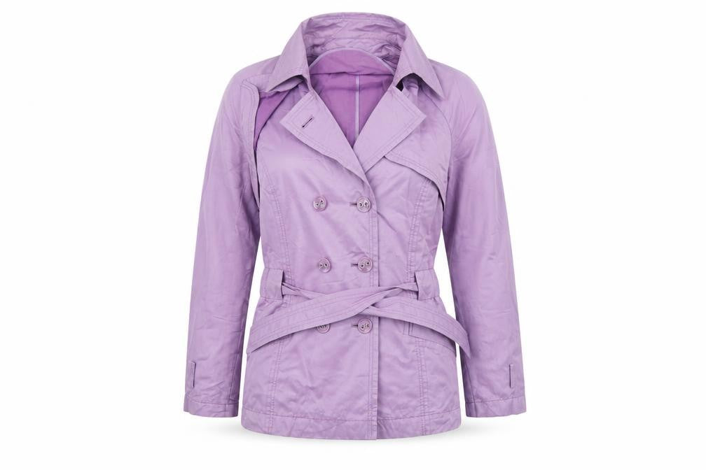 Front view of Kapalua women’s blue overcoat jacket, size UK 12