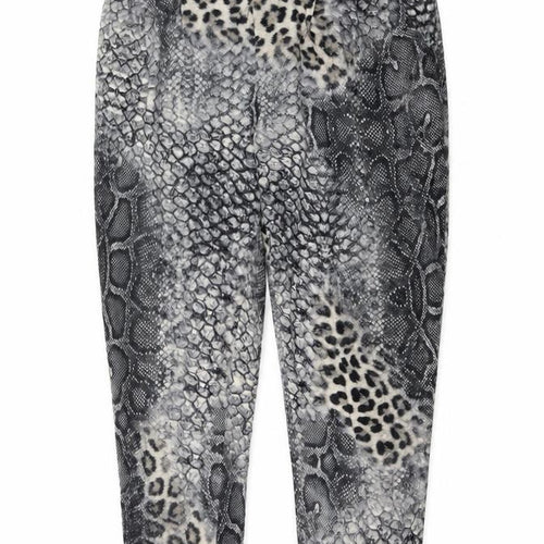 Dorothy Perkins Womens Grey Animal Print Polyester Trousers  Size 14 L26 in Regular