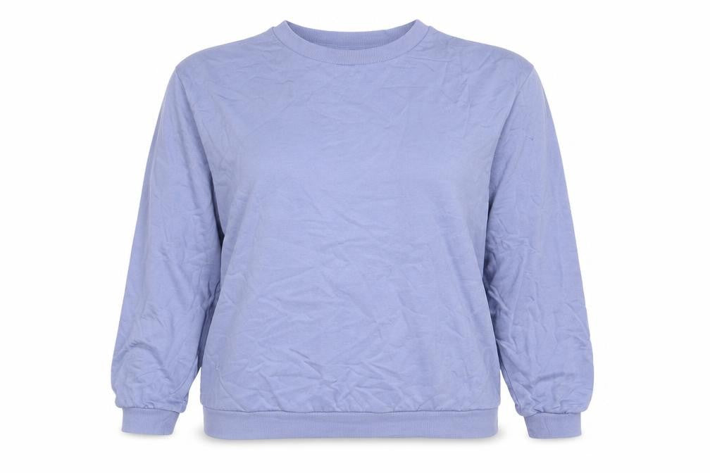 Front view of ASOS women’s blue round neck cotton jumper, size UK 16
