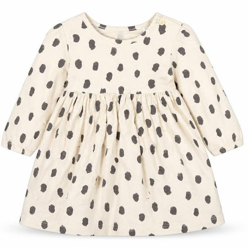 Marks and Spencer Baby Beige Polka Dot Cotton Shift  Size 12-18 Months  Round Neck
