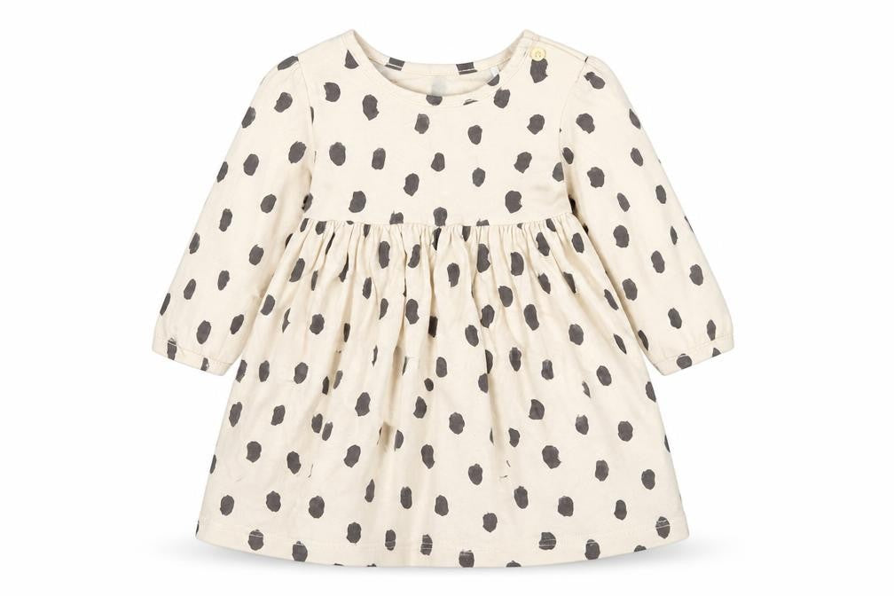 Marks and Spencer Baby Beige Polka Dot Cotton Shift  Size 12-18 Months  Round Neck