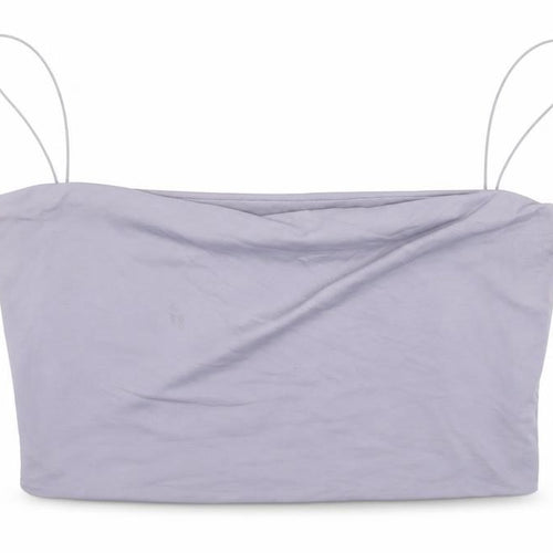 Meshki Womens Blue  Nylon Cropped Blouse Size XL Off the Shoulder