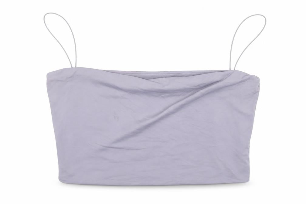 Meshki Womens Blue  Nylon Cropped Blouse Size XL Off the Shoulder