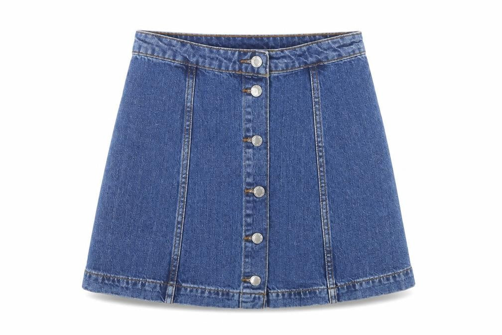 Topshop Womens Blue  Cotton Mini Skirt Size 28 in