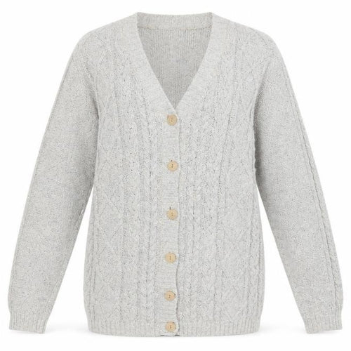 Jumper Womens Grey V-Neck  Cotton Cardigan Jumper Size S