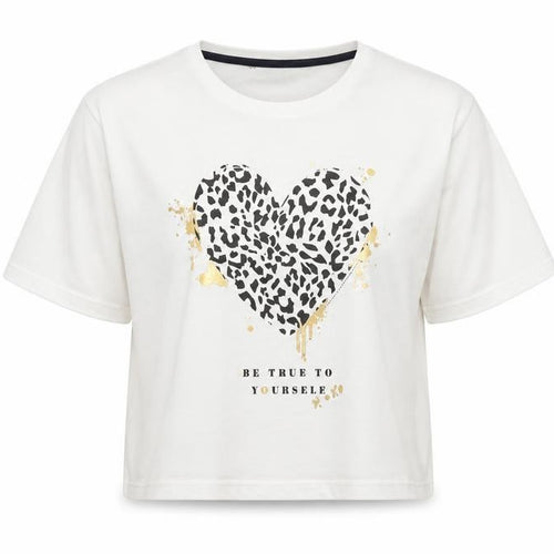 George Girls White Animal Print Cotton Basic T-Shirt Size 11-12 Years Crew Neck  - Heart