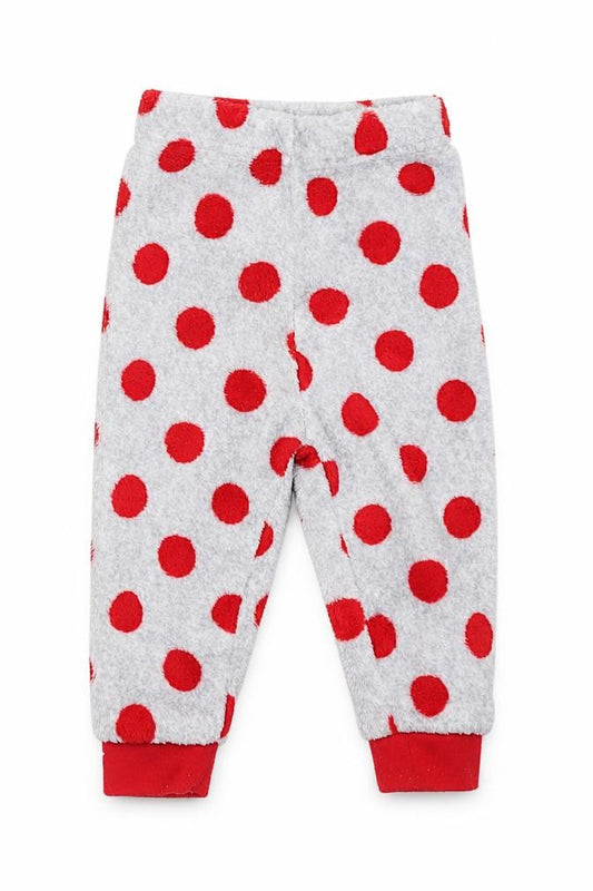 Front view of Primark Baby Multicoloured Polka Dot Polyester Pyjama Pants, size 6-9, Months