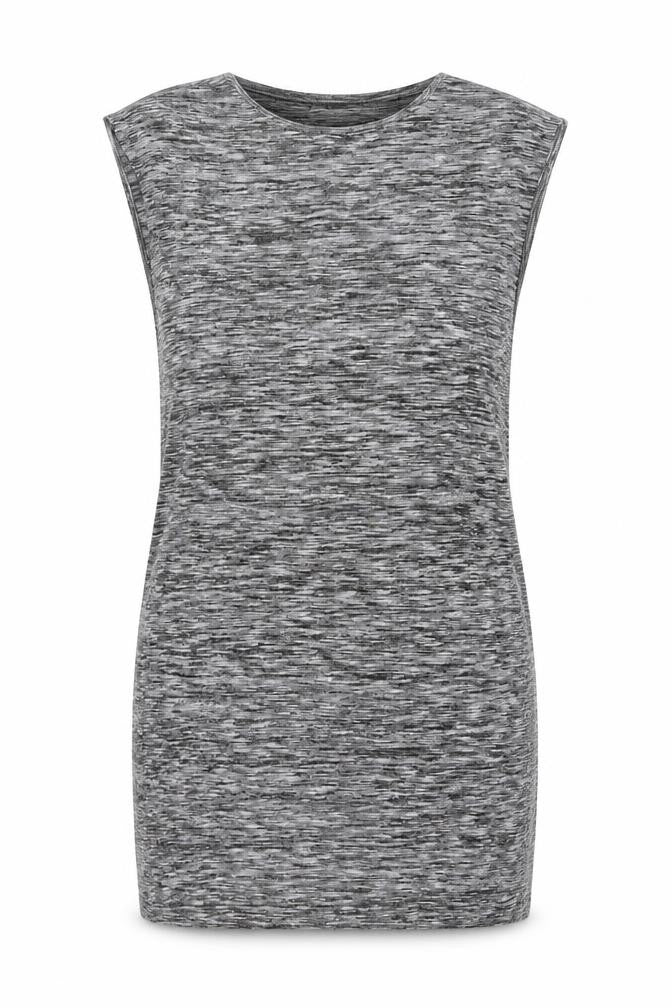 Front view of Marks & Spencer women’s grey viscose basic t-shirt, size UK 12, round neck
