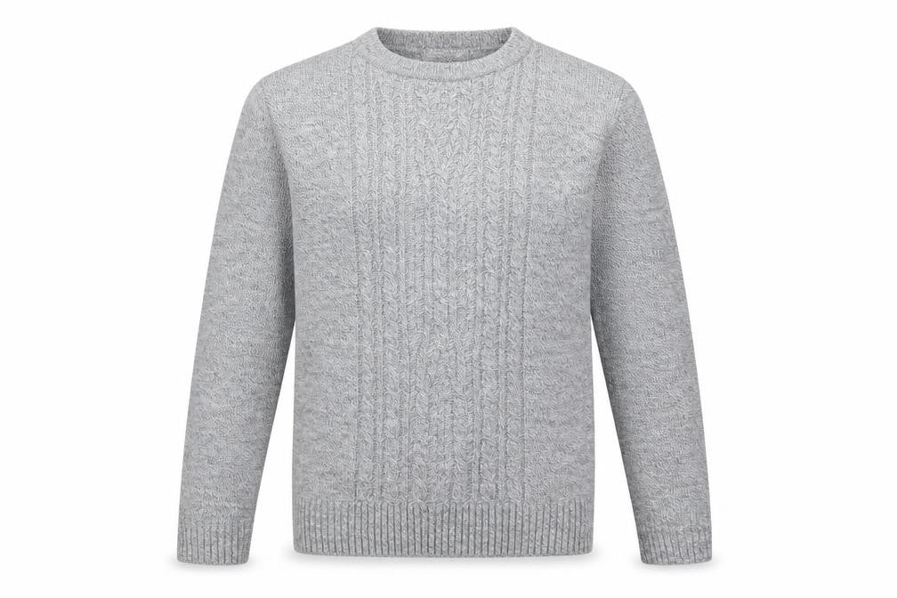 Front view of Sonic men’s grey acrylic pullover sweatshirt, size S