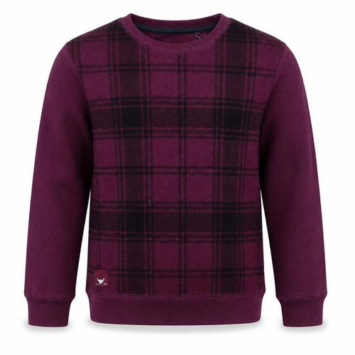 NEXT Girls Purple Round Neck Check Cotton Pullover Jumper Size 6 Years   - Deep purple