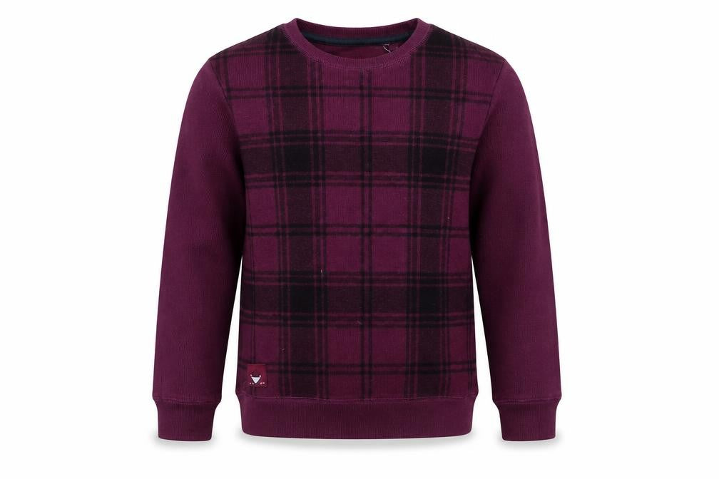 NEXT Girls Purple Round Neck Check Cotton Pullover Jumper Size 6 Years   - Deep purple