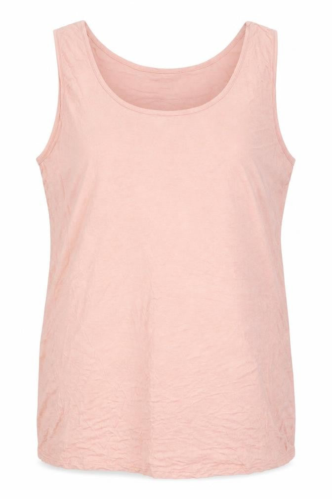 Front view of Studio women’s orange viscose basic tank, size UK 20, round neck - peach in colour