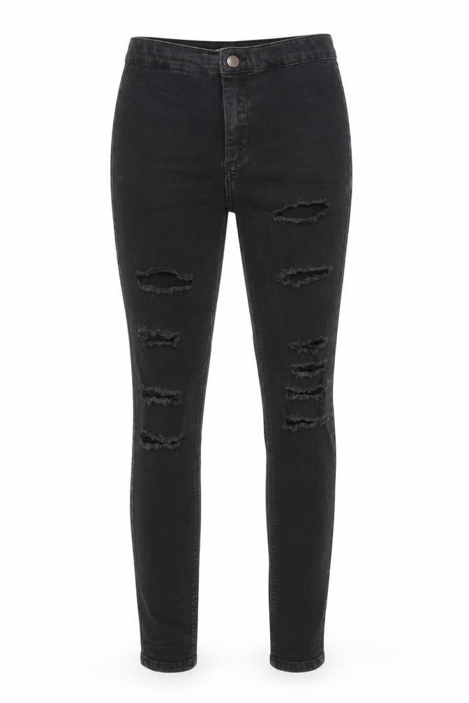 Topshop Mens Black  Cotton Skinny Jeans Size 26 in L26 in Regular