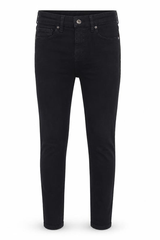 Front view of Topshop women’s black cotton skinny jeans, size UK 26, in, 25-inch leg regular - cropped