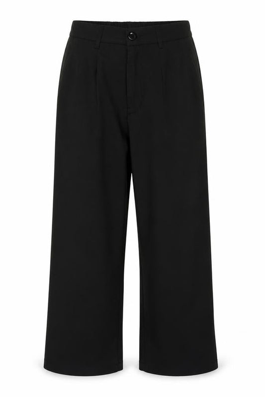 Front view of Preworn women’s black trousers, size UK 10, 23-inch leg regular