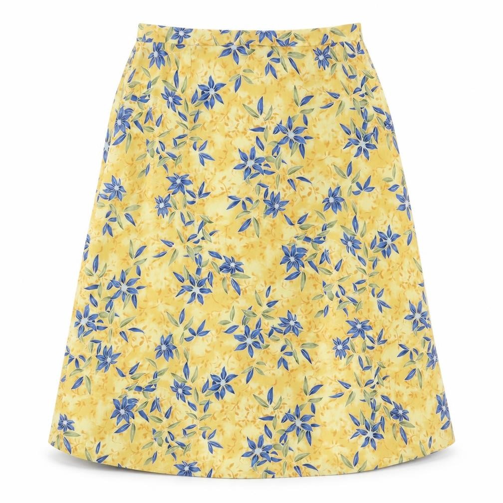 ELVI Womens Orange Floral  A-Line Skirt