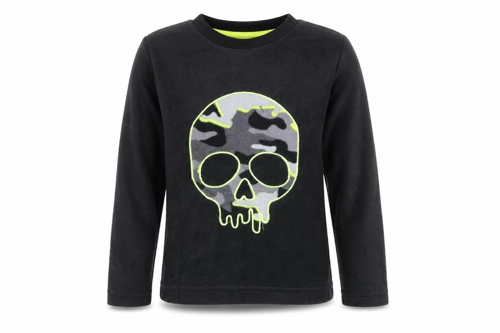 Matalan Boys Black Solid Polyester  Pyjama Top Size 7 Years   - Skull