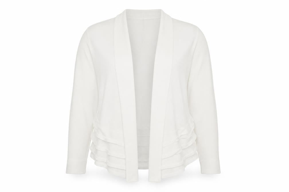 Linea Womens White V-Neck  Viscose Shrug Jumper Size L