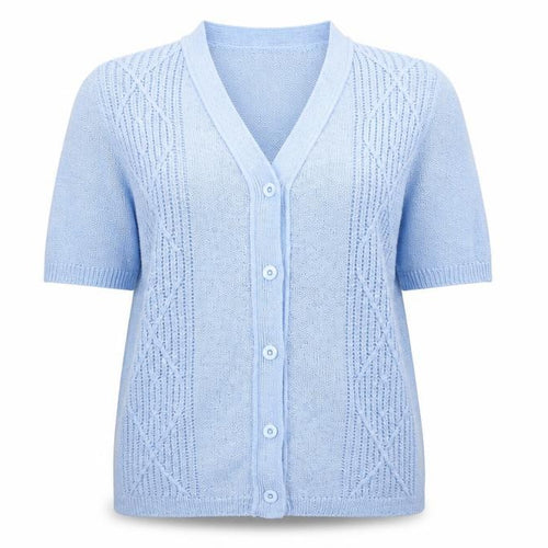 Anne smith Womens Blue V-Neck  Acrylic Cardigan Jumper Size S