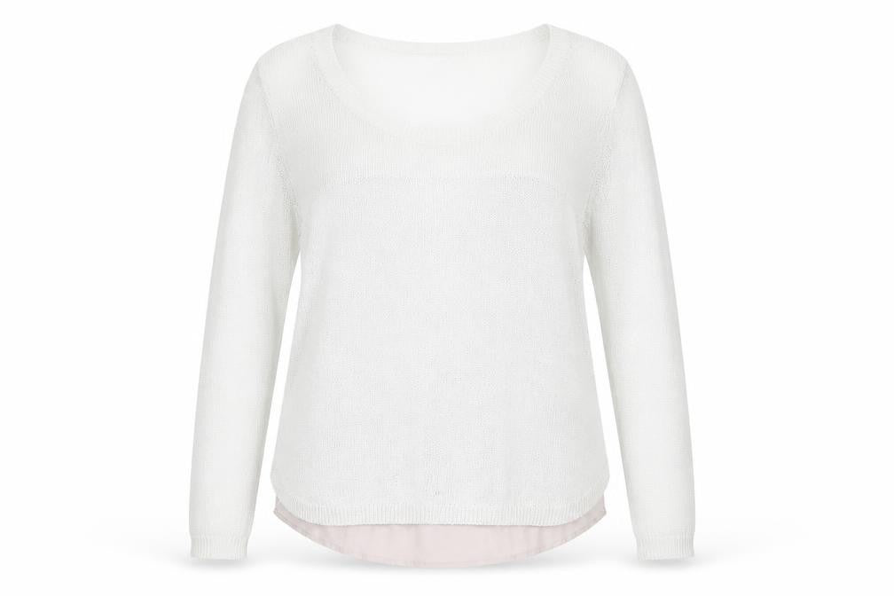 Front view of South women’s silver round neck viscose jumper, size UK 16