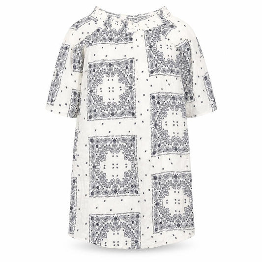 Front view of F&F women’s white paisley viscose shift, size UK 10, off the shoulder
