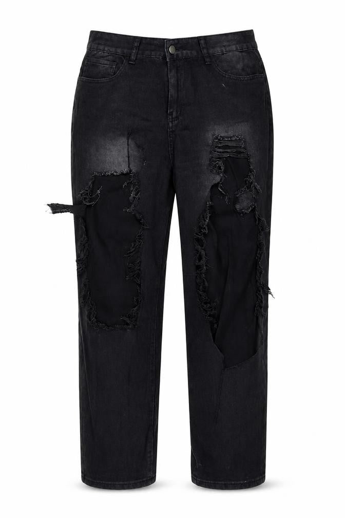 SheIn Womens Black  Cotton Straight Jeans Size 44 L27 in Regular