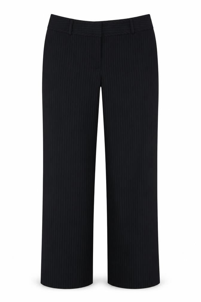 F&F Womens Black Striped Viscose Dress Pants Trousers Size 14 L27 in Regular