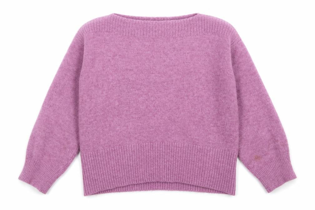 Front view of Marks & Spencer women’s purple acrylic pullover sweatshirt, size L