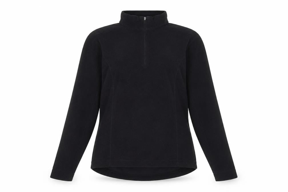 Front view of Cross women’s black round neck polyester jumper, size UK 18