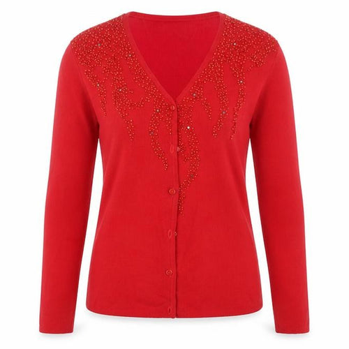 Talisa Womens Red Round Neck  Viscose Cardigan Jumper Size M