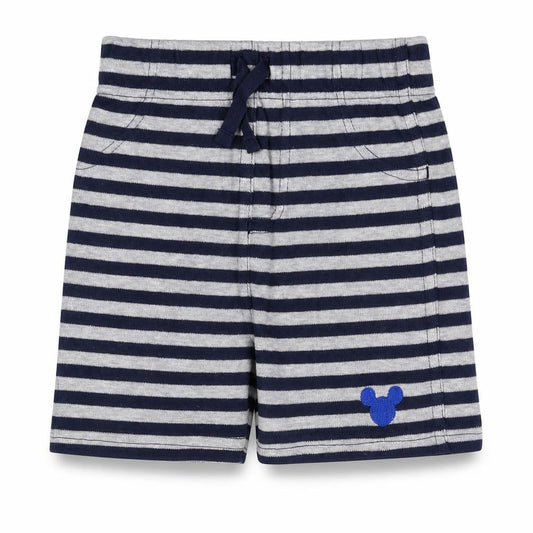 Front view of Disney Baby Blue Striped Cotton sweatpants, size 12-18, Months - Mickey Mouse