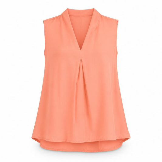 Front view of New Look women’s pink polyester basic blouse, size UK 10, v-neck