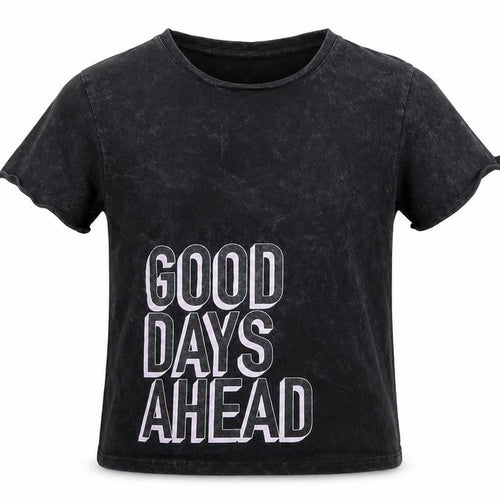 F&F Girls Black  Cotton Basic T-Shirt Size 6-7 Years Round Neck