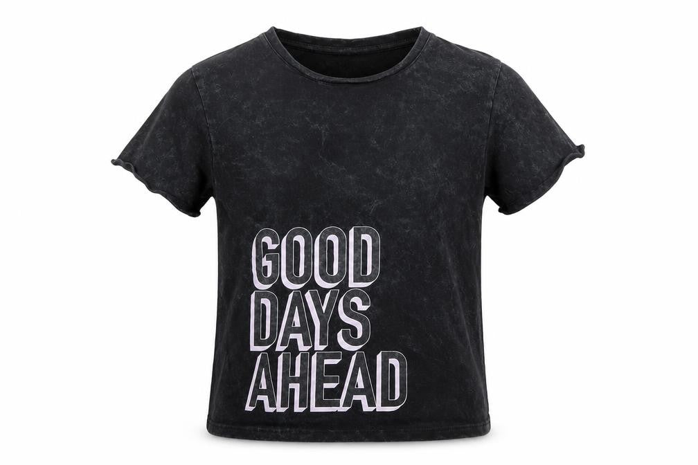 F&F Girls Black  Cotton Basic T-Shirt Size 6-7 Years Round Neck