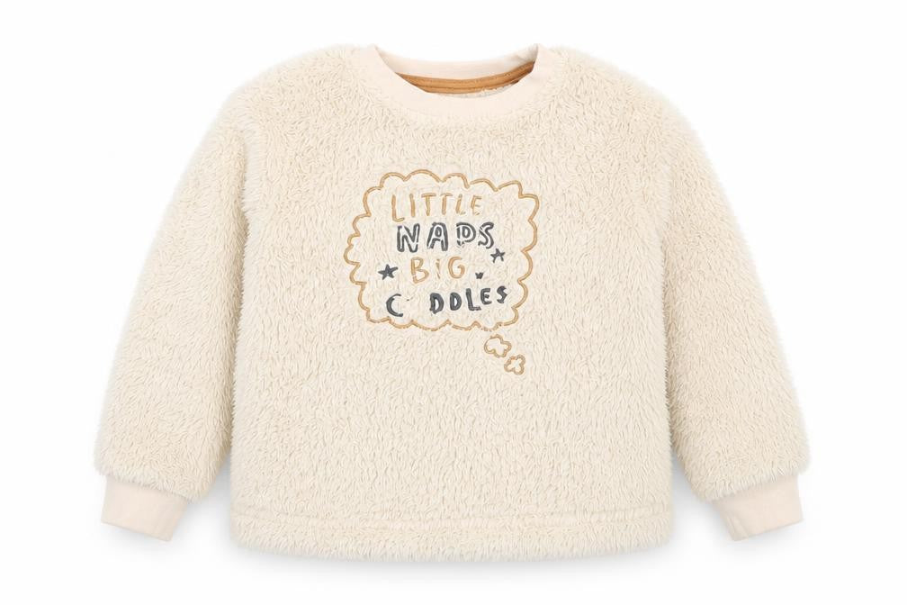 Front view of George boys’ beige round neck polyester jumper, size 3-4, years
