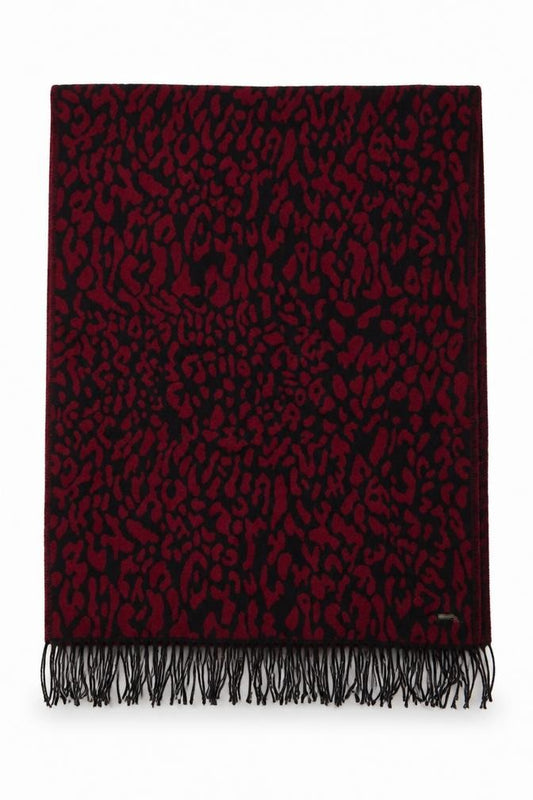Front view of Primark women’s red animal print acrylic shawl/wrap