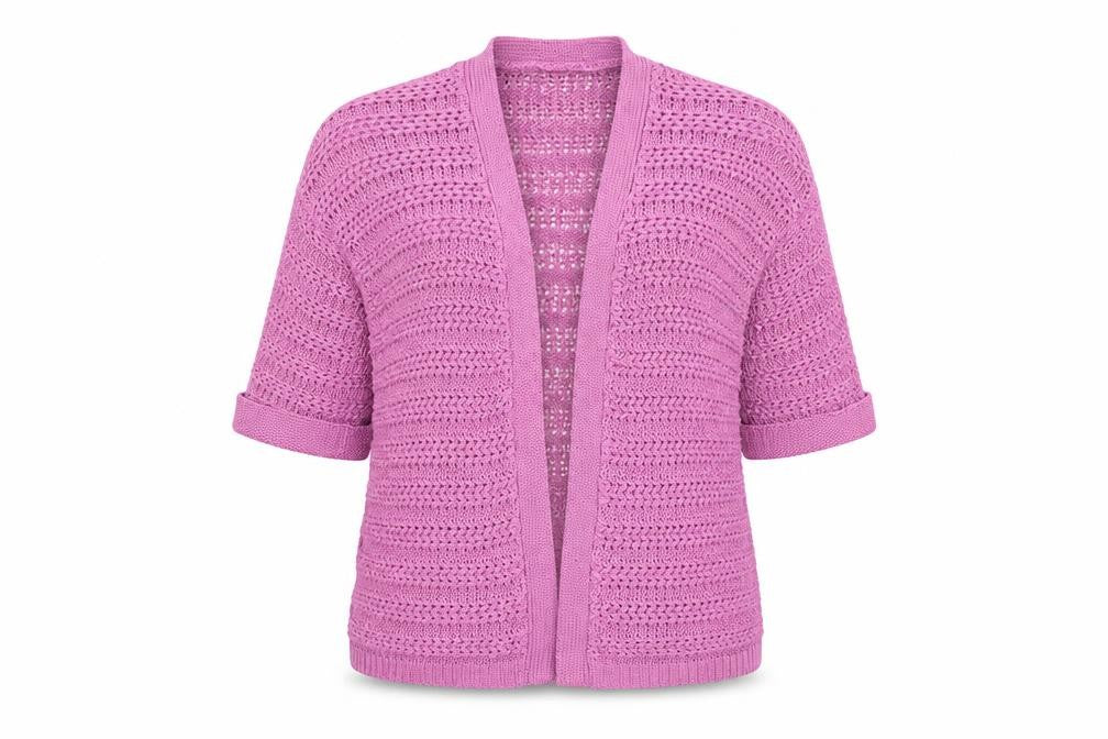 NEXT Womens Pink V-Neck  Acrylic Cardigan Jumper Size M   - Open knit