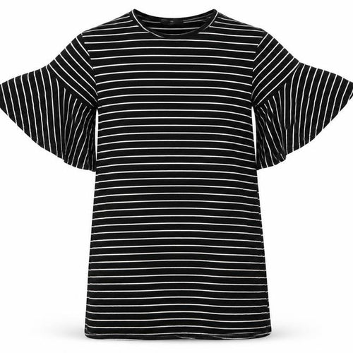 Missguided Womens Black Striped Viscose T-Shirt Dress  Size 8  Round Neck  - Wide sleeves