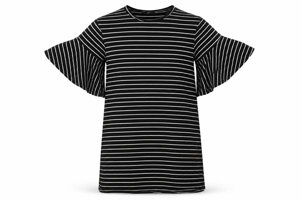 Missguided Womens Black Striped Viscose T-Shirt Dress  Size 8  Round Neck  - Wide sleeves