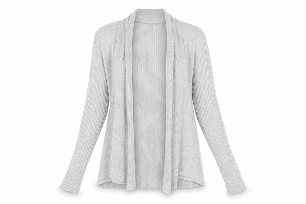 M&Co Womens Grey  Striped Viscose Cardigan Jumper Size 14