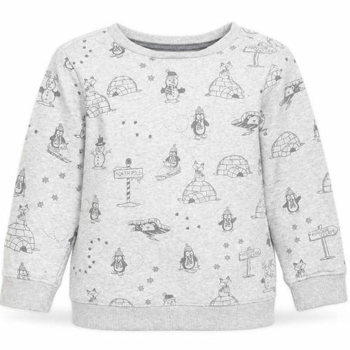 George Boys Grey  Cotton Pullover Sweatshirt Size 2-3 Years   - NORTH POLE. SNOWMAN. PENGUIN