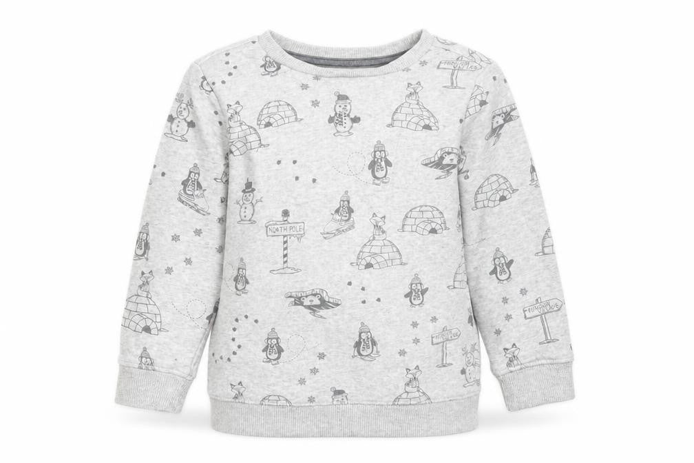 George Boys Grey  Cotton Pullover Sweatshirt Size 2-3 Years   - NORTH POLE. SNOWMAN. PENGUIN