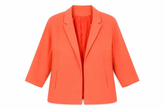Front view of Atmosphere women’s orange polyester jacket suit jacket, size UK 18