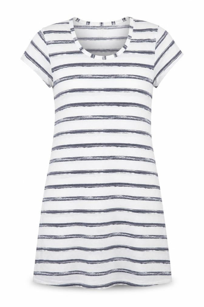 Front view of Matalan women’s multicoloured striped polyester dress, size L