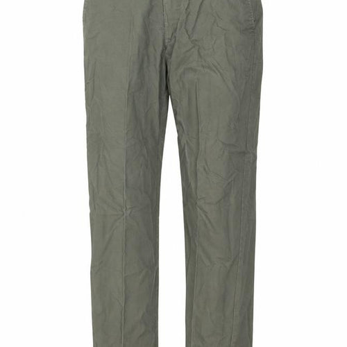 Marks and Spencer Womens Green  Cotton Trousers  Size 32 in L30 in Regular