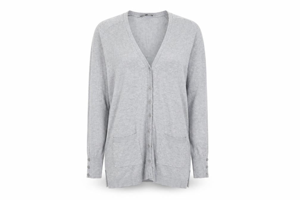 Papaya Womens Grey V-Neck  Viscose Cardigan Jumper Size 10