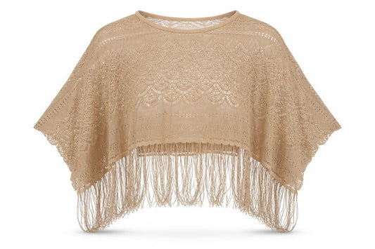 Front view of Atmosphere women’s brown polyester basic blouse, size UK 12, round neck